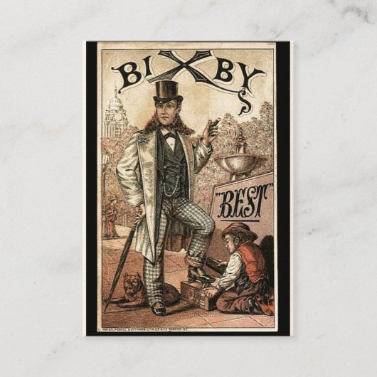 Vintage Anzeige für Bixby SchuhShine Visitenkarte (Vorderseite)