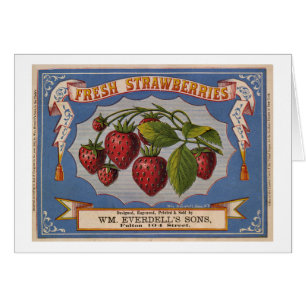 Vintage Anzeige für frische Erdbeeren circa 1868