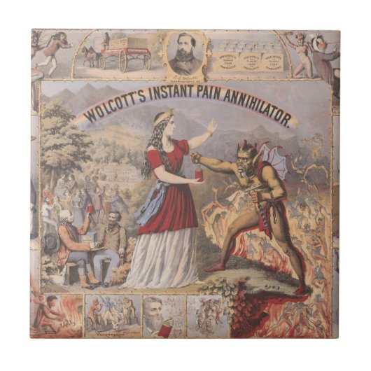 Vintage-Anzeige für Wolcotts sofortigen Schmerzver Fliese (Vorderseite)