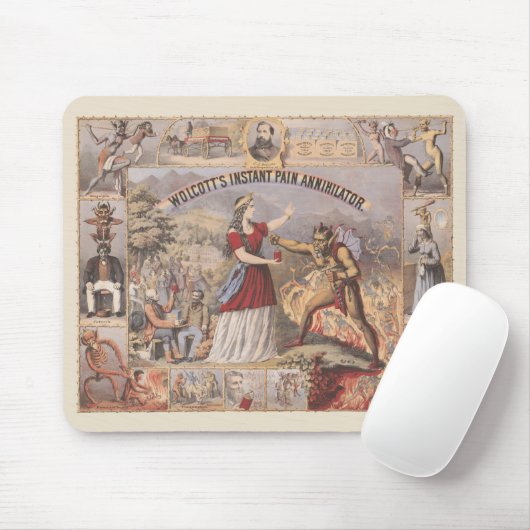 Vintage-Anzeige für Wolcotts sofortigen Schmerzver Mousepad (Mit Mouse)