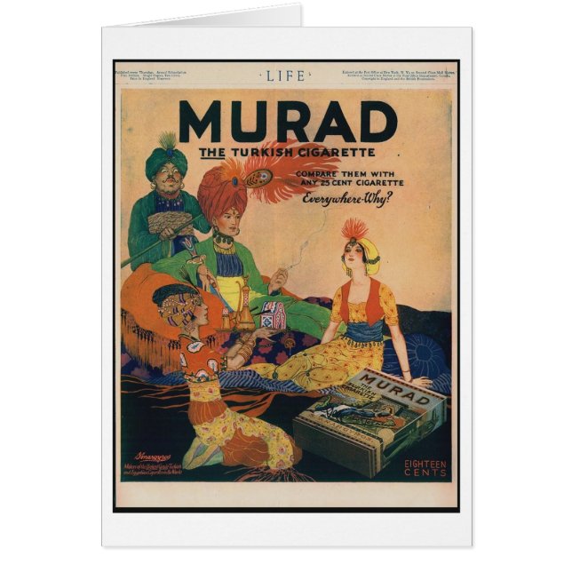Vintage Anzeige - Murad türkische Zigarette 1918, (Vorne)