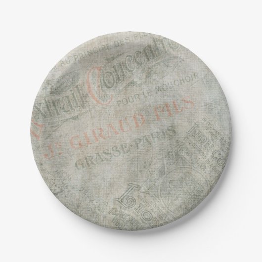 Vintage Anzeigenkollektion für Paris Pappteller (Vorderseite)