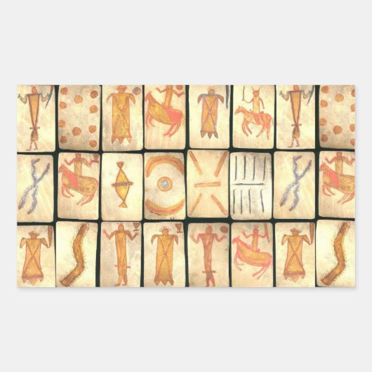 "Vintage Apache-Spielkarten" Rechteckiger Aufkleber (Vorderseite)