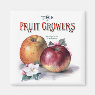 Vintage-Äpfel mit Blumen Die Obstbauern Magnet