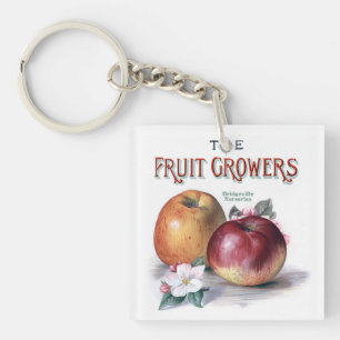 Vintage-Äpfel mit Blumen Die Obstbauern Schlüsselanhänger