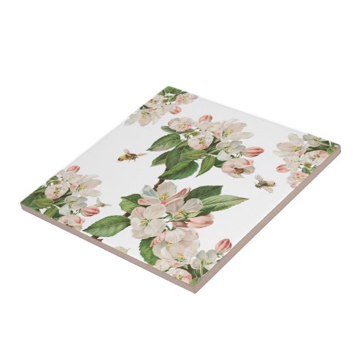 Vintage Apfelblüte Keramik Fliese (Seite)