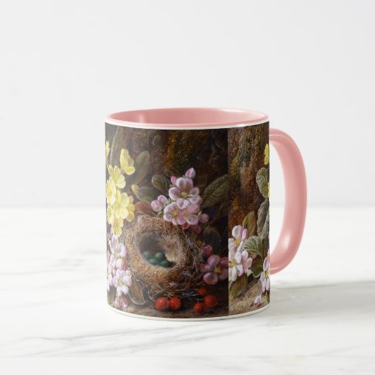 Vintage Apfelblütenprirosen und Vogelnest Tasse (VorderseiteRechts)