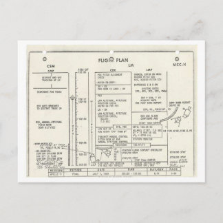 Vintage Apollo 11 Flugplan Postkarte
