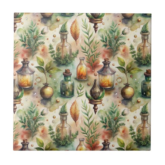 Vintage Apothekarflaschen Muster (1) Fliese (Vorderseite)