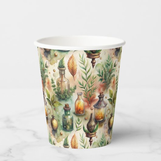 Vintage Apothekarflaschen Muster (1) Pappbecher (Vorderseite)