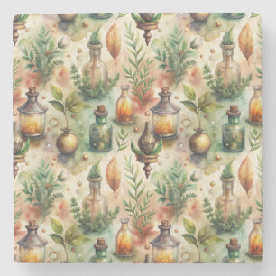 Vintage Apothekarflaschen Muster (1) Steinuntersetzer