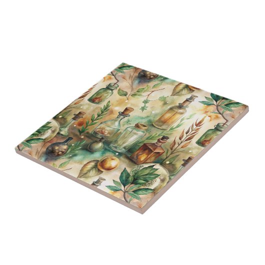 Vintage Apothekarflaschen Muster (2) Fliese (Seite)