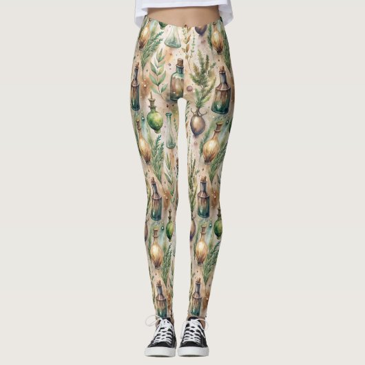 Vintage Apothekarflaschen Muster (3) Leggings (Vorderseite)