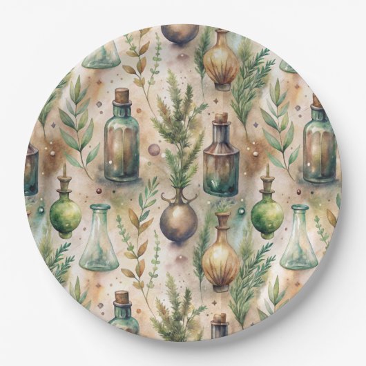 Vintage Apothekarflaschen Muster (3) Pappteller (Vorderseite)