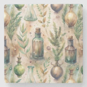 Vintage Apothekarflaschen Muster (3) Steinuntersetzer (Vorderseite)