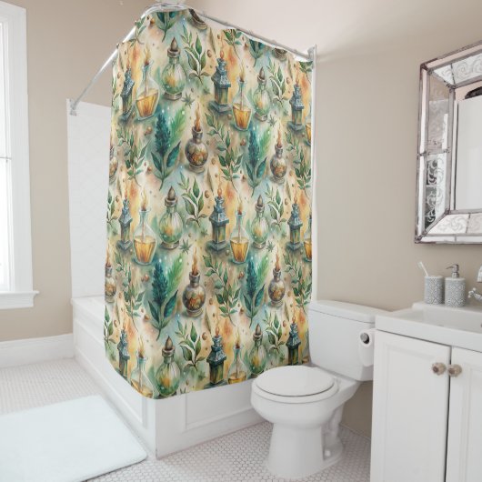 Vintage Apothekarflaschen Muster (4) Duschvorhang (Beispiel)