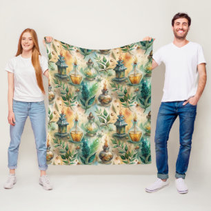 Vintage Apothekarflaschen Muster (4) Fleecedecke