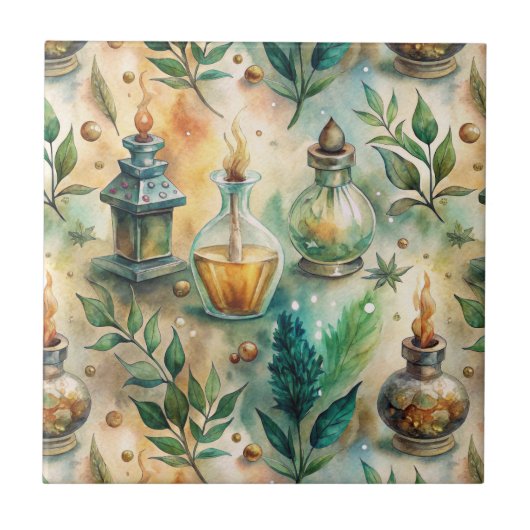 Vintage Apothekarflaschen Muster (4) Fliese (Vorderseite)