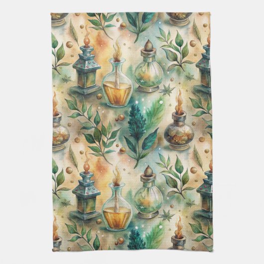 Vintage Apothekarflaschen Muster (4) Geschirrtuch (Vertikal)