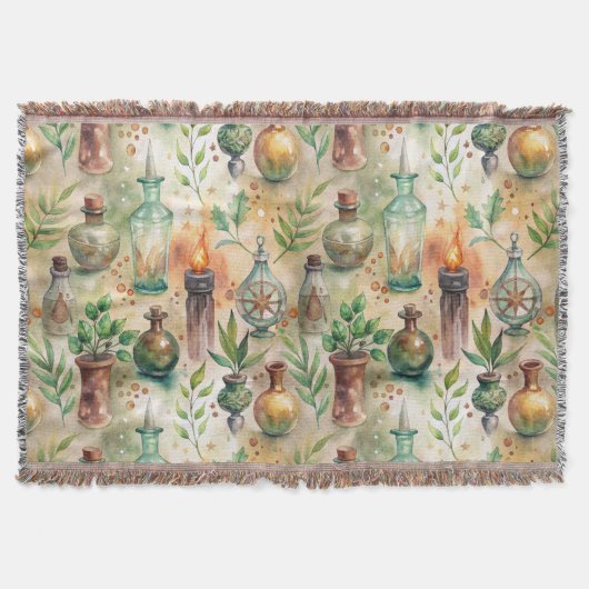 Vintage Apothekarflaschen Muster (5) Decke (Vorderseite)