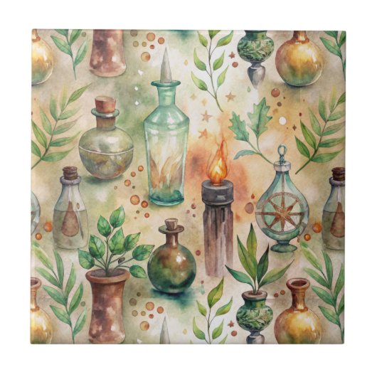 Vintage Apothekarflaschen Muster (5) Fliese (Vorderseite)