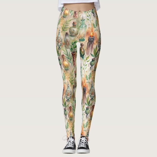 Vintage Apothekarflaschen Muster (5) Leggings (Vorderseite)