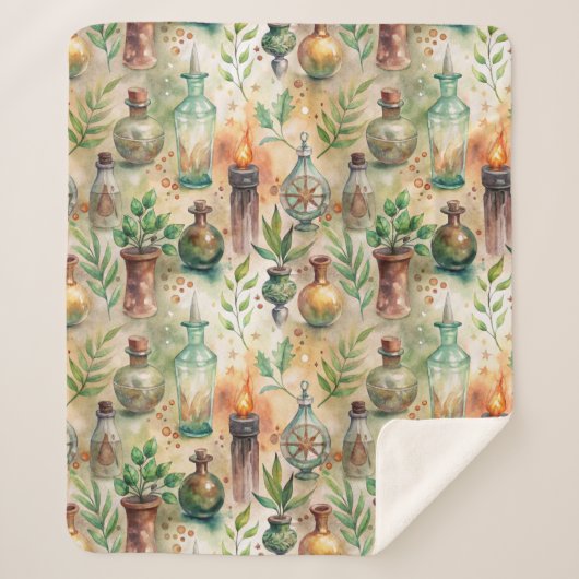 Vintage Apothekarflaschen Muster (5) Sherpadecke (Vorderseite)