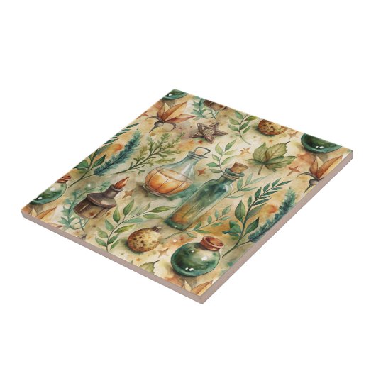 Vintage Apothekarflaschen Muster (6) Fliese (Seite)