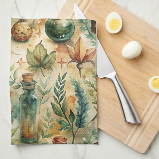 Vintage Apothekarflaschen Muster (6) Geschirrtuch (Viertel Falte)