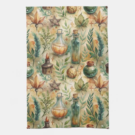 Vintage Apothekarflaschen Muster (6) Geschirrtuch (Vertikal)