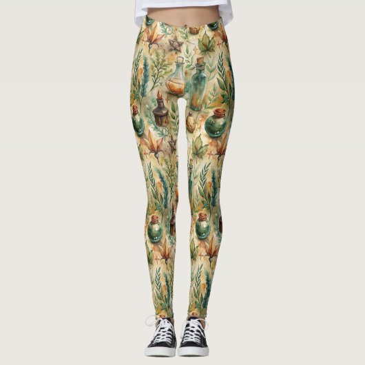 Vintage Apothekarflaschen Muster (6) Leggings (Vorderseite)