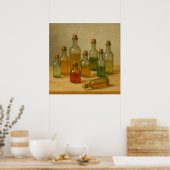 Vintage Apothekenflaschen Stillleben - warme Töne Poster (Küche)