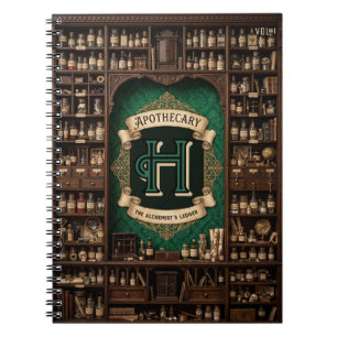 Vintage Apotheker- und Alchemisten-Hauptbuch-Monog Notizblock
