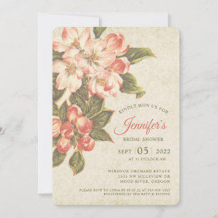 Vintage Apple Blossom Brautparty-Einladung Save The Date