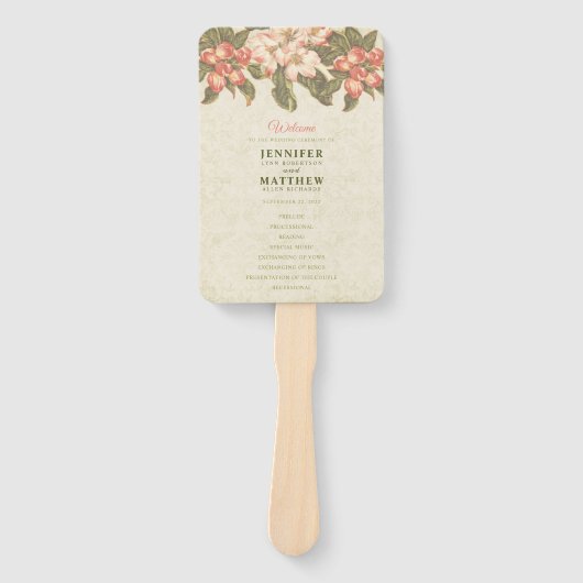 Vintage Apple-Blossom-Hochzeit Fächer (Vorderseite)