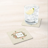 Vintage Apple-Blossom-Hochzeit | Initialen Rechteckiger Pappuntersetzer (Vor Ort)