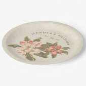 Vintage Apple-Blossom-Hochzeit Pappteller (Schrägansicht)