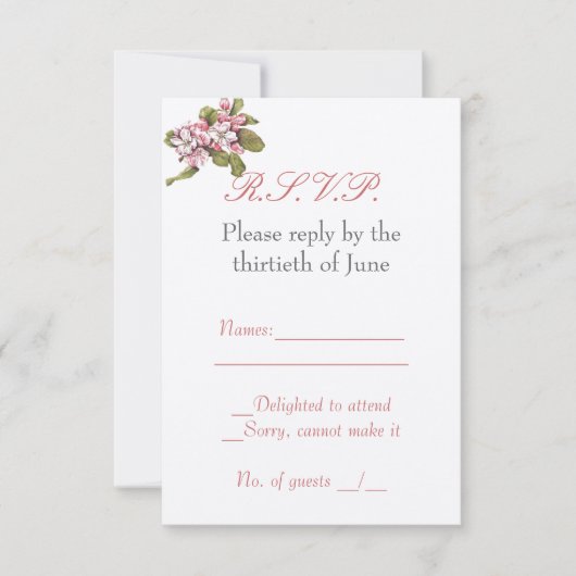 Vintage Apple Blossom RSVP-Karte RSVP Karte (Vorderseite)
