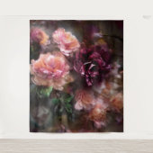 Vintage Aprikosen-Rose in Aquarellfarbe Wandteppich (Vorderseite)