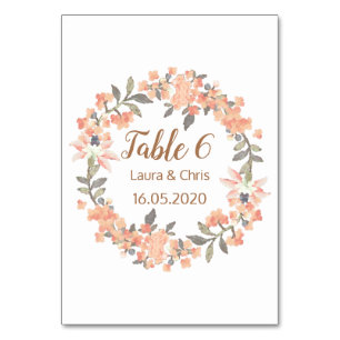 Vintage Aprikosenblütenhochzeit Tischnummer