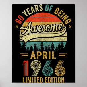 Vintage April 1966 60 Jahre alt 60. Geburtstag Män Poster