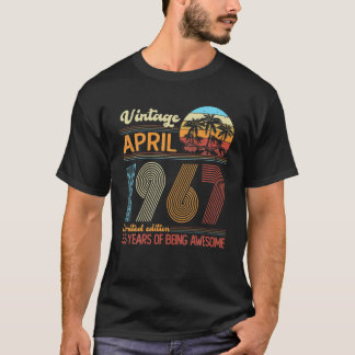 Vintage April 1967 55 Years Old 55Th Birthday Deco T-Shirt