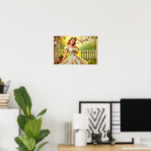 Vintage April Pin-Up Frühling Garten Poster (Heimbüro)