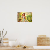 Vintage April Pin-Up Frühling Garten Poster (Küche)