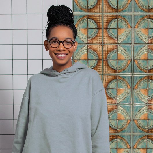 Vintage Aqua Arcs Mitte Jahrhundert Fliese