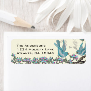 Vintage Aqua Birds Hot Pink & Aqua Blume Labels