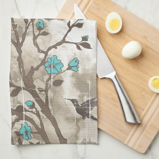 Vintage Aqua-Blume Blumengarnsträuße Geschirrtuch (Viertel Falte)