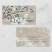 Vintage Aqua-Blume Blumengarntaube Visitenkarte (Vorne/Hinten)