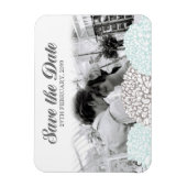 Vintage Aqua-Blume Save the Date Flexible Magnet (Vertikal)