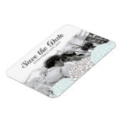 Vintage Aqua-Blume Save the Date Flexible Magnet (Linke Seite)